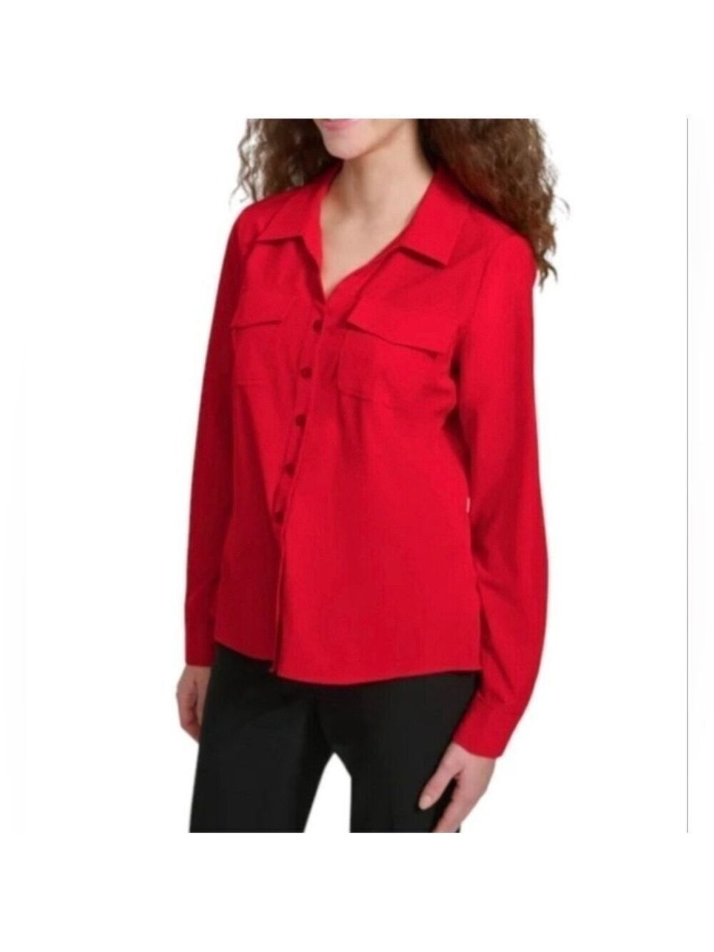 Calvin Klein Jeans Scarlet Red  Button-Down Blouse, XXL, NWT